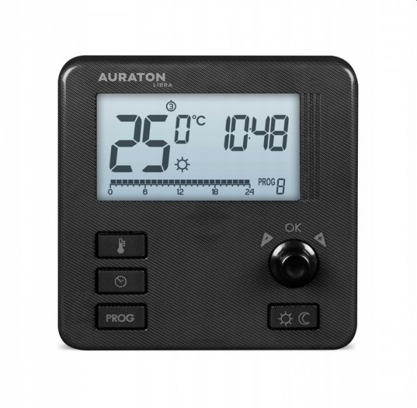 AURATON LIBRA CZARNY TYGODNIOWY PRZEWODOWY REGULATOR TEMPERATURY TERMOSTAT