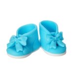 Buciki z kokardką - niebieskie - dekoracja tortu na chrzest 1 para