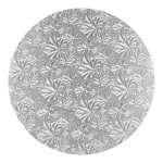 Podkład pod tort okrągły gruby 1,2cm SREBRNY 32,5cm (wzór liście)