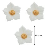 Duże kwiaty cukrowe na tort CLEMATIS 3szt białe