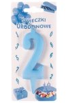 Niebieska świeczka urodzinowa na tort cyfra 2