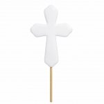 Topper cukrowy na tort komunijny - KRZYŻ  BIAŁY PŁASKI 10cm 1szt