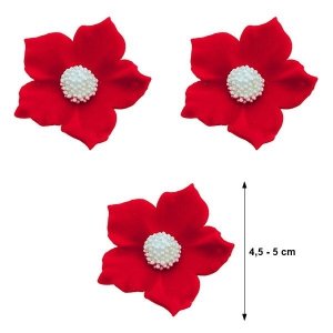 Duże kwiaty cukrowe na tort CLEMATIS 3szt czerwone