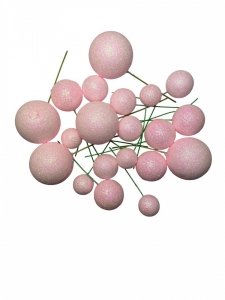 Toppery do dekoracji KULKI BROKATOWE JASNORÓŻOWE 20 szt.
