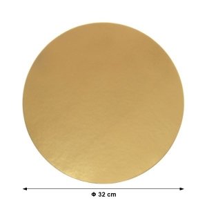 Podkład krążek pod tort ZŁOTY gładki 32cm - 10 szt