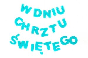 Literki cukrowe W DNIU CHRZTU ŚWIĘTEGO na tort niebieskie