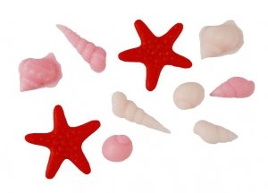 Cukrowe MUSZELKI rozgwiazdy na tort muffinki RÓŻOWE 10szt