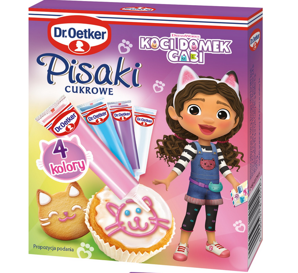 Pisaki cukrowe do dekoracji kolorowe KOCI DOMEK GABI 4szt 76g - Dr.Oetker