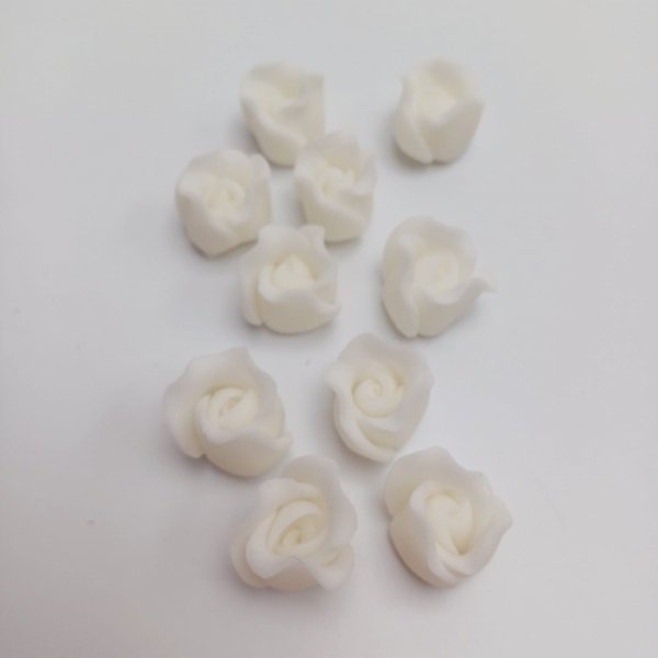 Cukrowe MINI RÓŻE różyczki białe 10szt 