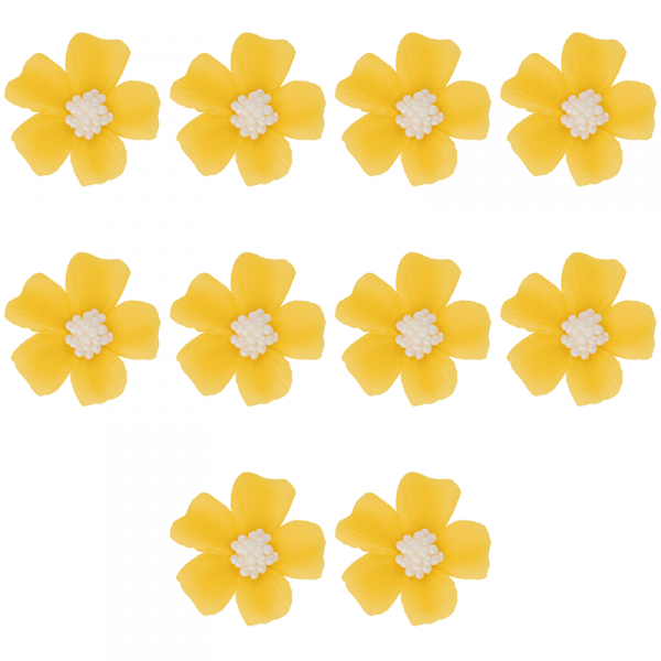 Kwiatki cukrowe na tort NIEZAPOMINAJKA 10szt żółte