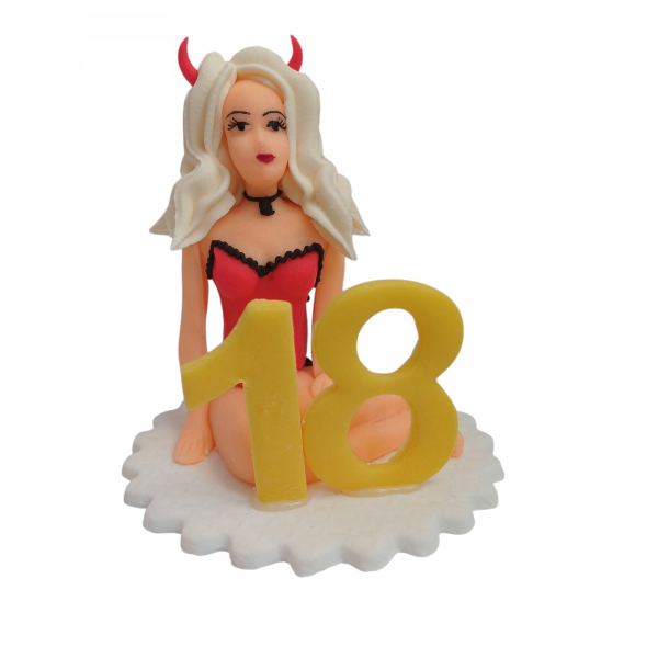 Figurka Cukrowa na Tort DIABLICA z cyfrą 18