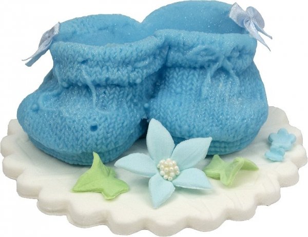 Buciki na podstawce - dekoracja tortu na chrzest 1szt.