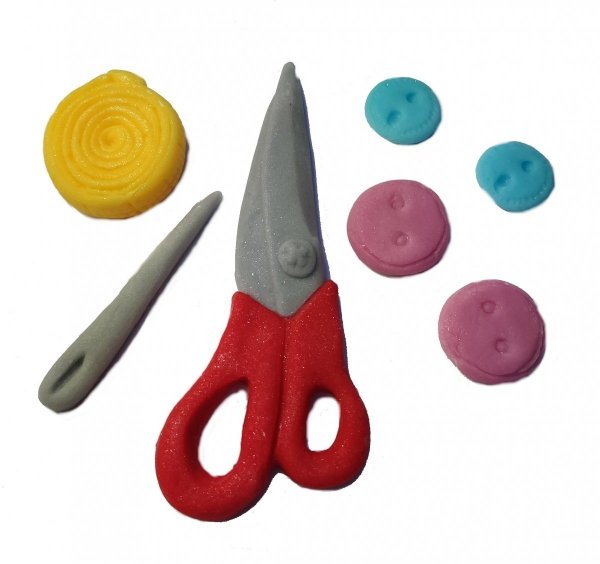 Dekoracja cukrowa na tort narzędzia ZESTAW KRAWIECKI 7 szt