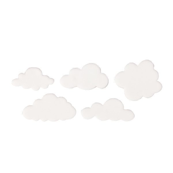 Dekoracja cukrowa CHMURKI BIAŁE - na tort, muffinki, cupcake 5 szt.