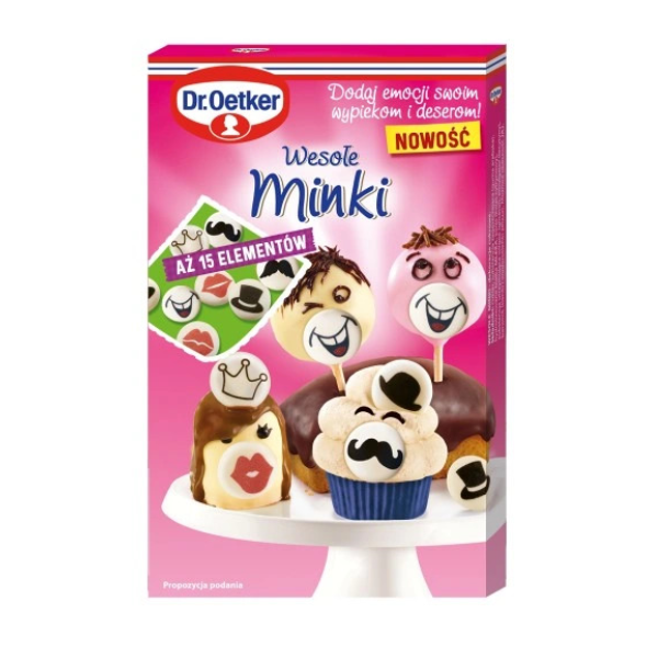 Dekoracja cukrowa WESOŁE MINKI na tort babeczki 23g - Dr.Oetker