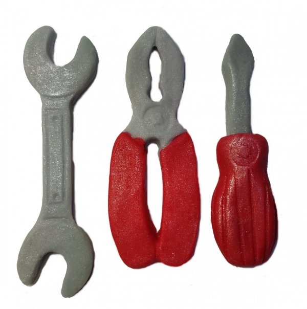 Dekoracja cukrowa na tort narzędzia ZESTAW MECHANIK 3 szt