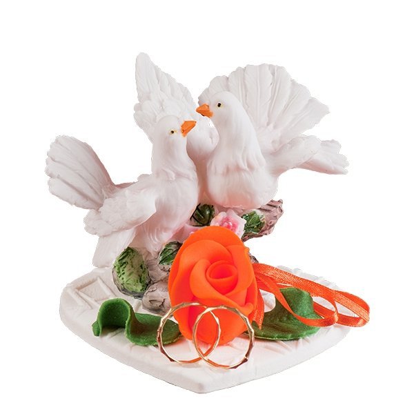 Dekoracja ślubna - Gołąbki z obrączkami