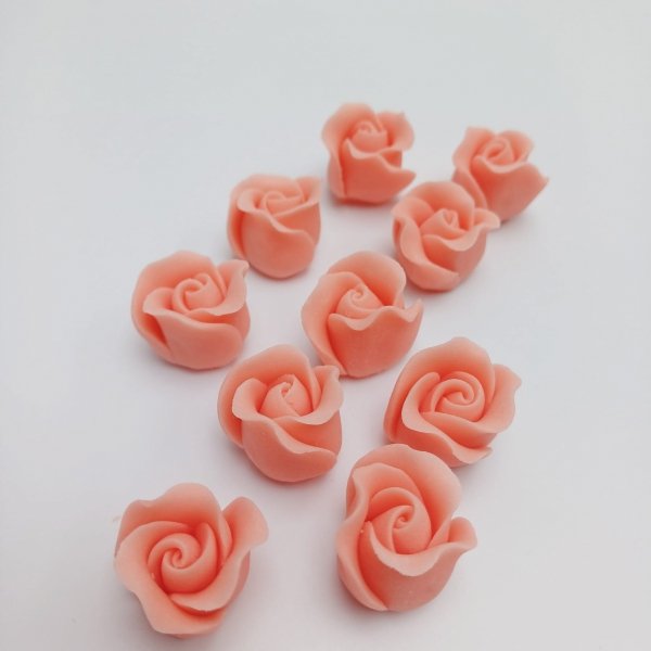 Cukrowe MINI RÓŻE różyczki łososiowe 10szt 