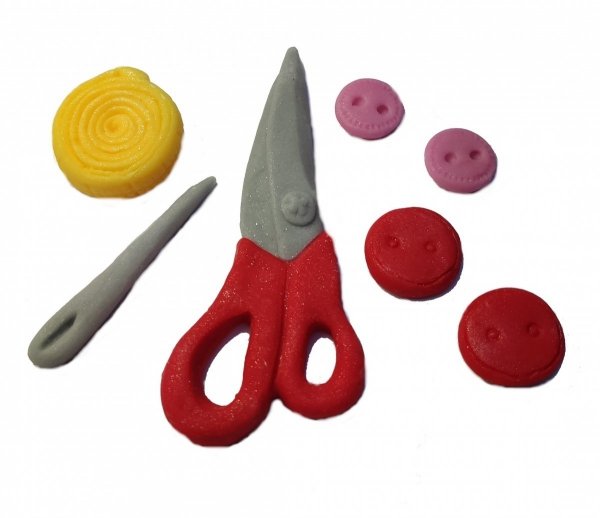 Dekoracja cukrowa na tort narzędzia ZESTAW KRAWIECKI 7 szt