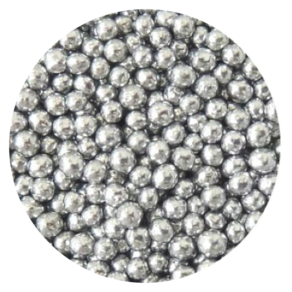Cukrowe PEREŁKI włoskie na tort SREBRNE 6mm 20g