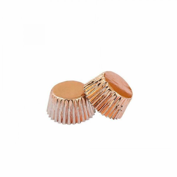 Papilotki Cupcake metalizowane MINI 27/17 h - ZŁOTY RÓŻ 10szt