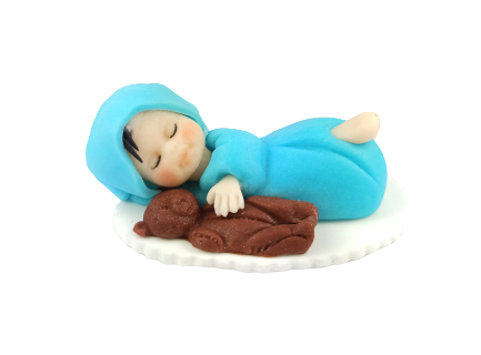 Hokus - Cukrowy bobas z misiem - dekoracja tortu na chrzest