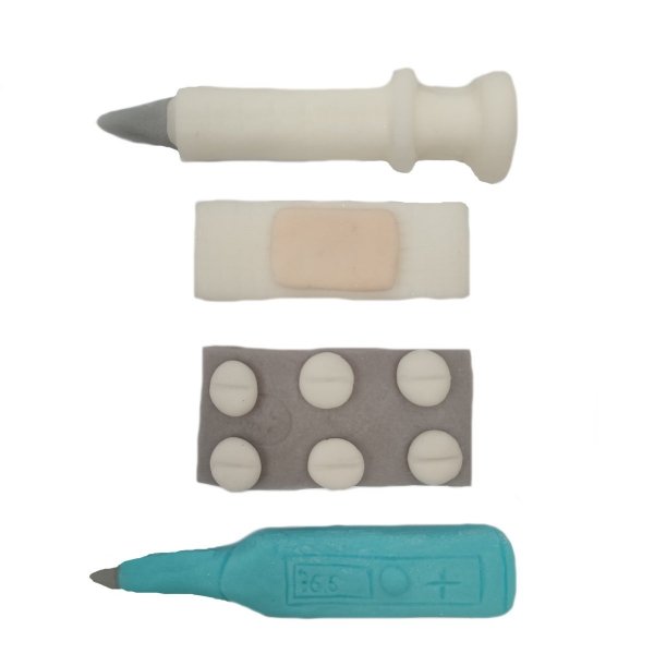 Dekoracja cukrowa na tort narzędzia ZESTAW PIELĘGNIARKA 4 szt