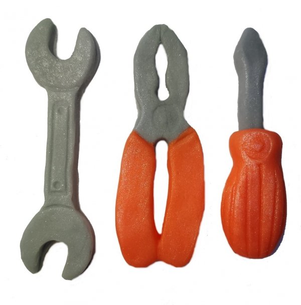 Dekoracja cukrowa na tort narzędzia ZESTAW MECHANIK 3 szt