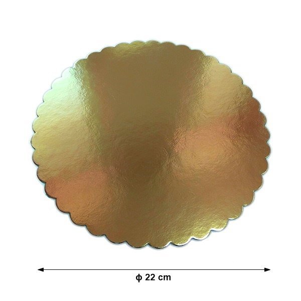 Podkład pod tort okrągły  ZŁOTY KARBOWANY 22 cm