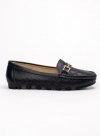 Damskie Mokasyny LIA NAVY – Ażurowy Wzór i Elegancki Akcent