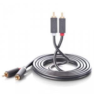 Kabel przewód audio 2RCA (męski) - 2RCA (męski) 2m - szary