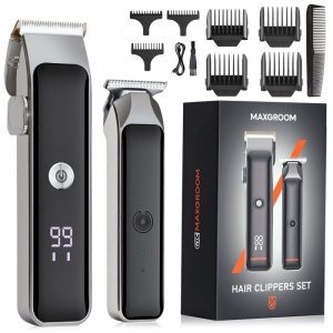Maszynka do strzyżenia z trymerem 7 nasadek LED USB-C - zestaw