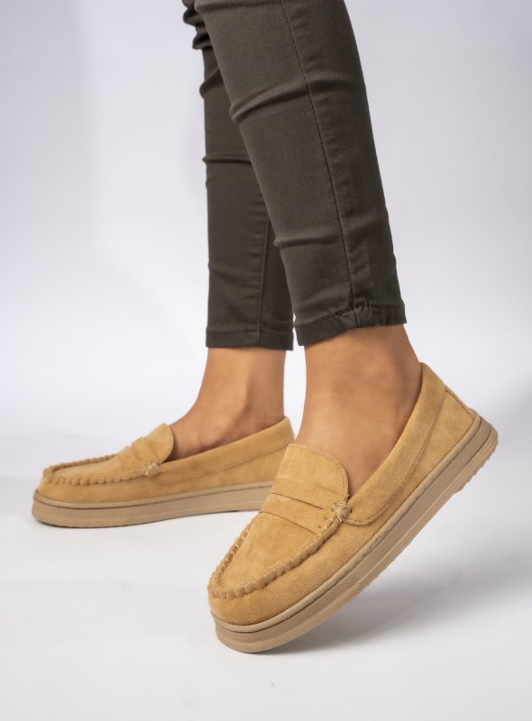 Damskie Mokasyny – Camel, Zamszowe Martina CAMEL