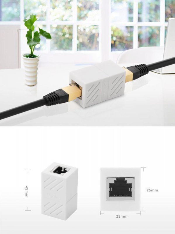 Złączka łącznik kabli sieciowych skrętki RJ45 biały