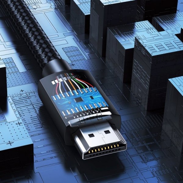Kabel przewód audio wideo HDMI 2.0 4K wytrzymały w oplocie 1m czarny