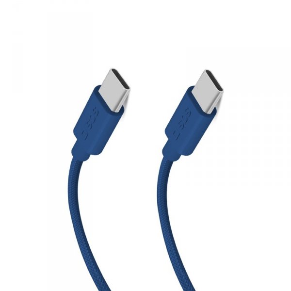 Kabel przewód w oplocie USB-C - USB-C 60W 1.5m - niebieski