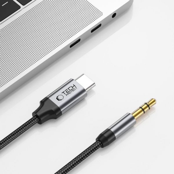 Kabel przewód audio USB-C - mini jack 3.5mm 1 m - czarny