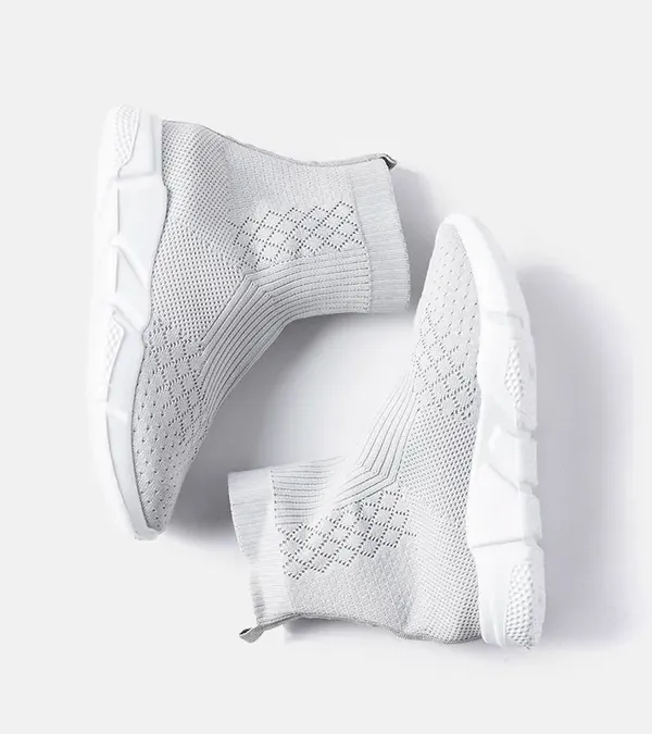 Szare sneakersy ze skarpetkową cholewką Olot