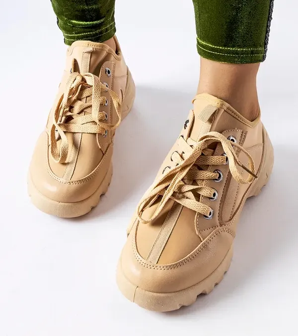 Ciemnobeżowe sneakersy z elastyczną cholewką Abal