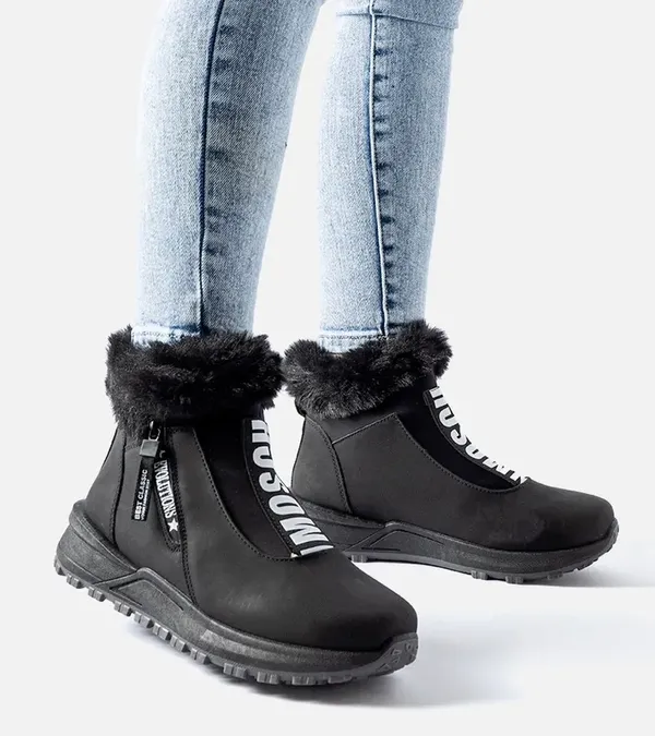 Czarne ocieplane wysokie sneakersy Oneglia