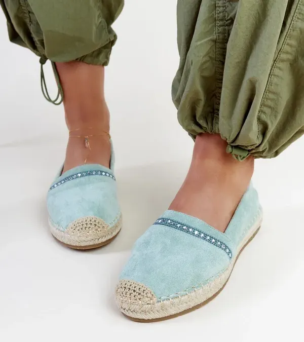 Zielone espadryle z cyrkoniami Abia