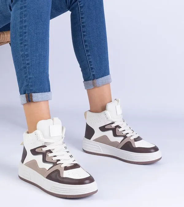 Brązowe sneakersy sportowe damskie Shadolina