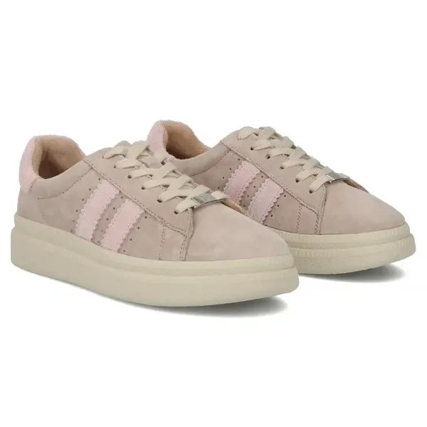 Beżowe Skórzane Sneakersy Na Platformie Filippo