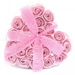 Set of 24 Soap Flower Heart Box - Pink Roses