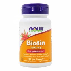 Biotin Biotyna 1000 mcg, NOW Foods, 100 kapsułek