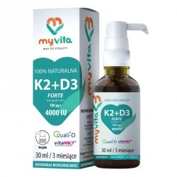 Natural Vitamin K2 MK7 100mcg + D3 4000iu Drops, Myvita, 30ml