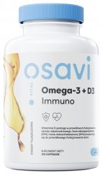 Omega-3 + D3 IMMUNO, 1300 mg + 2000 IU, smak cytrynowy, Osavi, 120 kapsułek miękkich