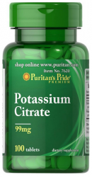 Cytrynian Potasu 99 mg, Puritan's Pride, 100 tabletek