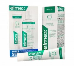 Elmex Sensitive Kaseta - Pasta do zębów 75ml + Płyn do płukania ust 400ml