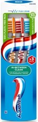 AQUAFRESH Szczoteczka do zębów In-Between Clean - medium(średnia) TRIO 3 sztuki